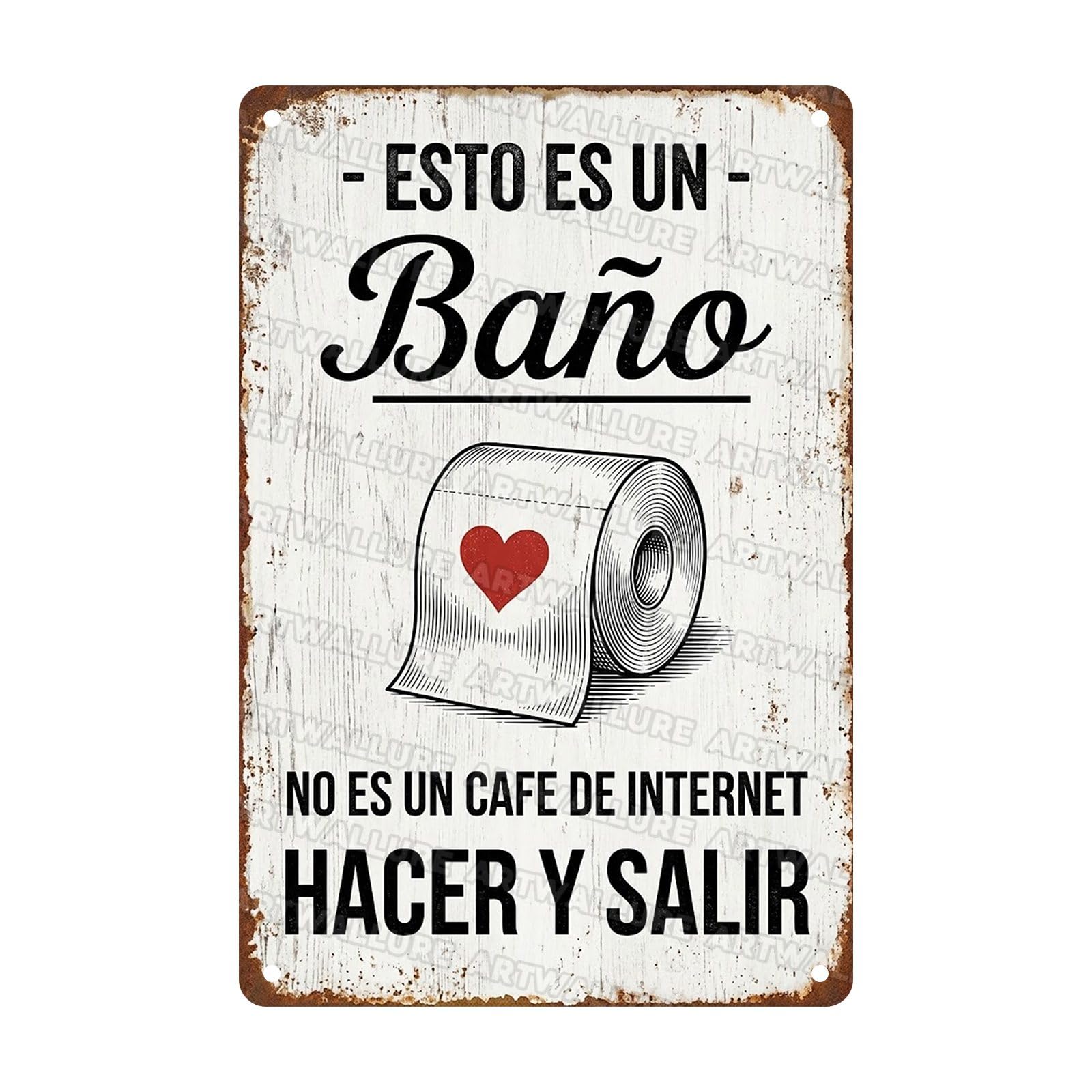 Metal Tin Sign Esto Es Un Bano No Es Un Cafe De Internet Humor Art Family Restroom Washroom Toilet Baño 8x12Inch