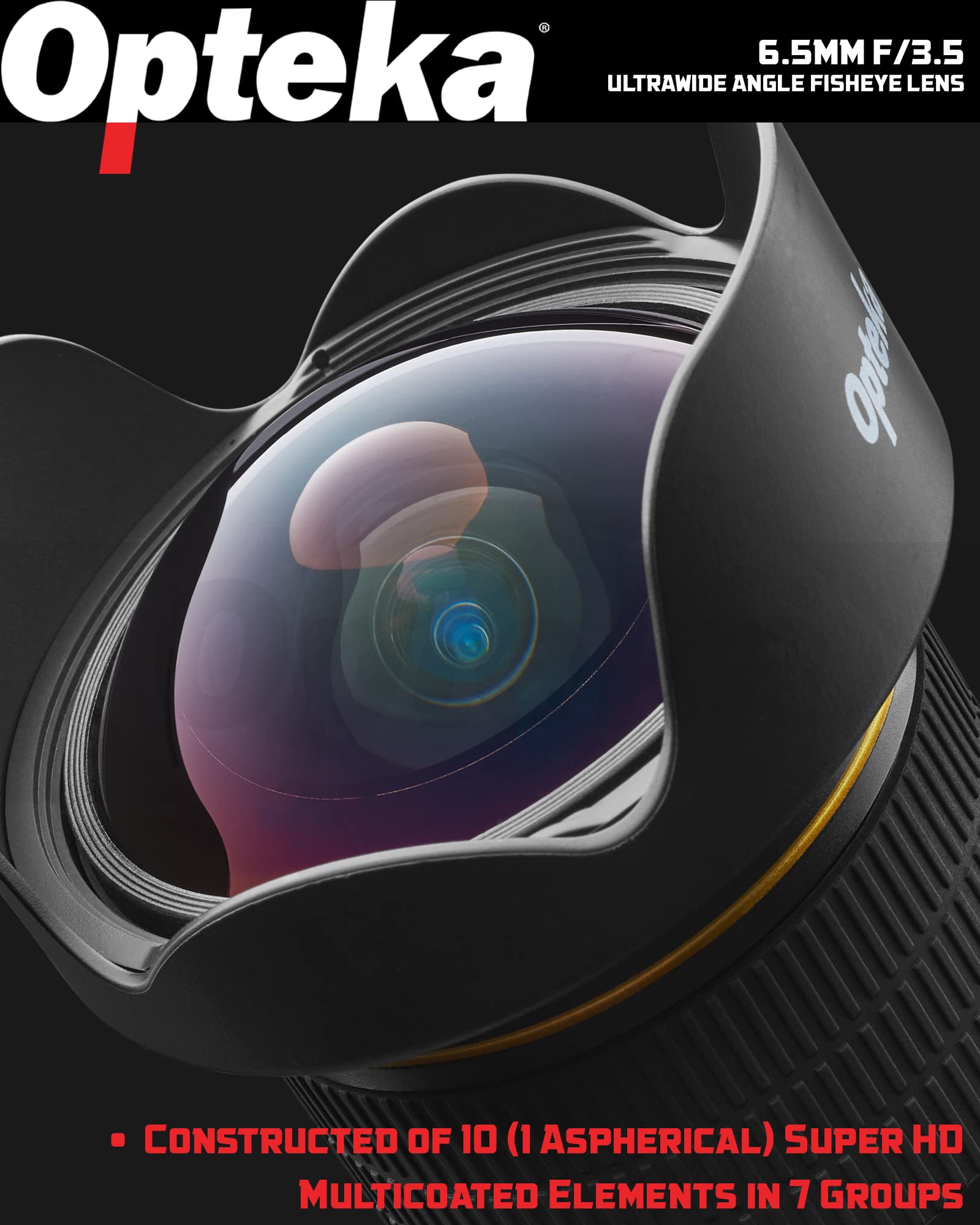 Opteka 6.5mm f/3.5 HD 取り外しフード付き非球面魚眼レンズ Amazon | Opteka アプテカ 6.5mm f/3.5 HD 取り外しフード付き非球面