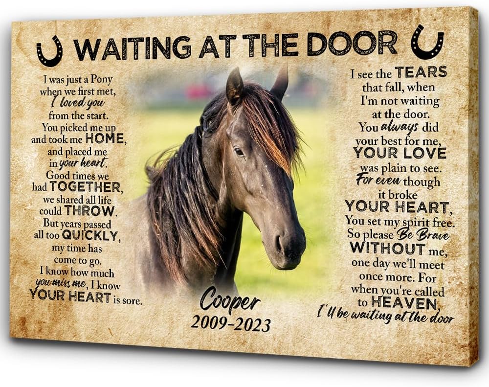 INSPIAMZUE Horse Memorial Canvas Gift For Loss Of Horse Waiting At The Door