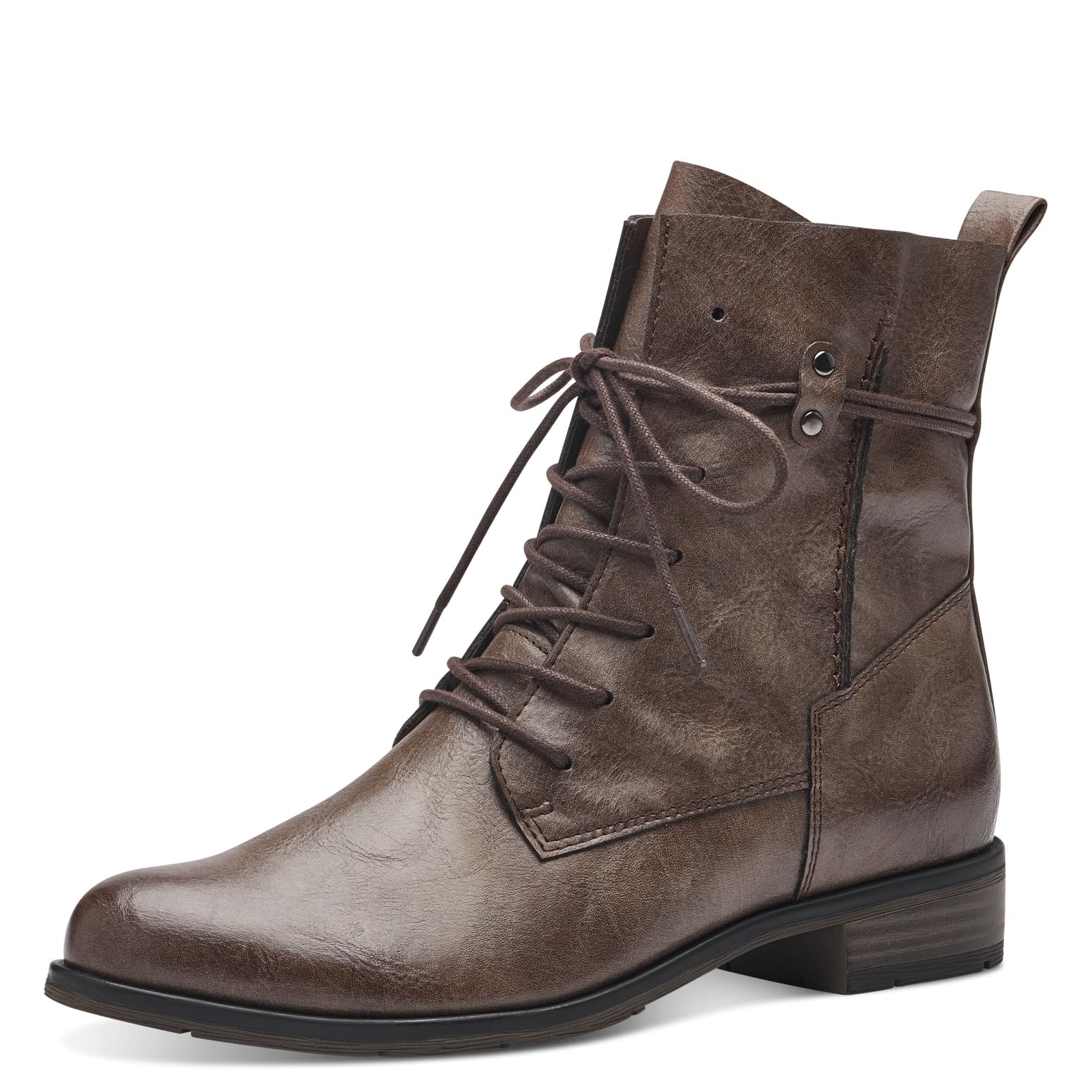 MARCO TOZZI Women's 2-25110-41 Lace Boot Flat, Mud, 4
