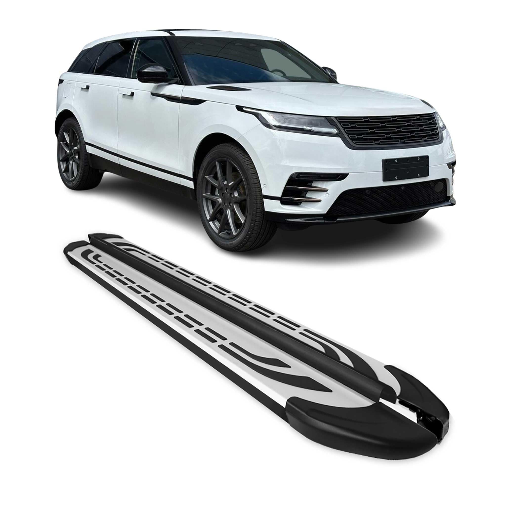 OMAC Pedane Laterali Sottoporta compatibile con Range Rover Velar 2017-2026 Argento Nero 2X