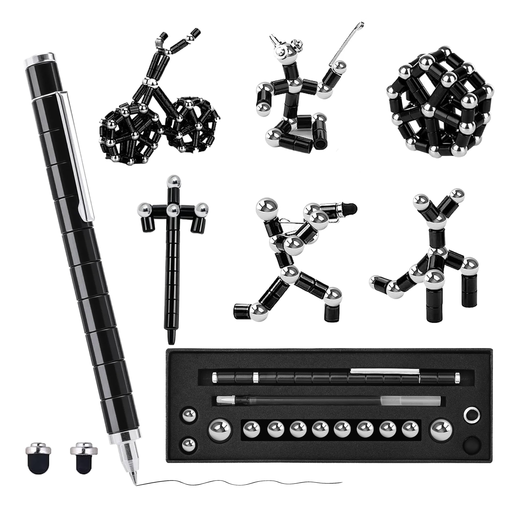 Fidget Pen, Decompression Magnetic Pen, Multifunctional Deformable Writing Pens, Sensory Gadget for Kill Time, Cool Fidget Toy for Stress and Anxiety