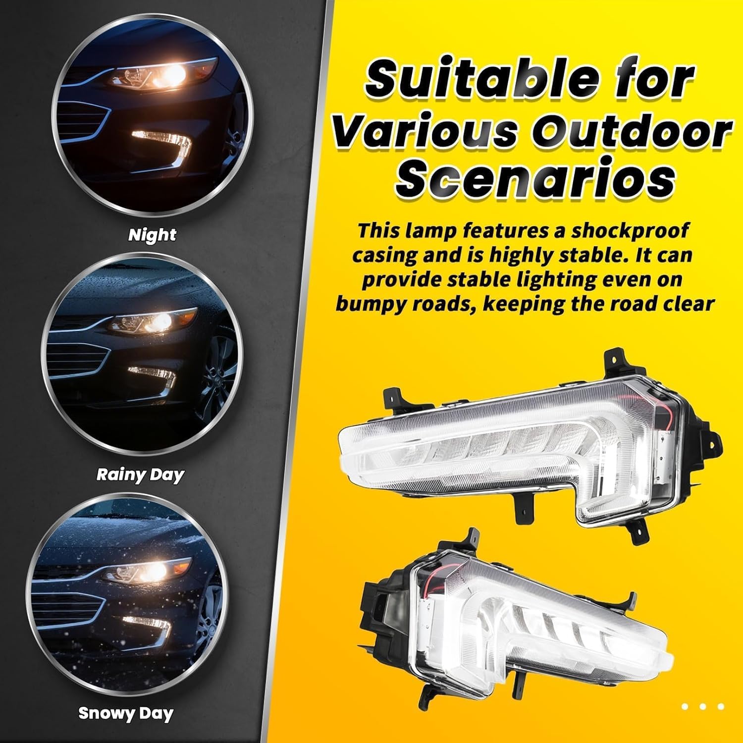 Front DRL Fog Light Assembly Compatible with 2016 2017 2018 Malibu Daytime Running Light Clear Lens Left and Right 84525421 23478373