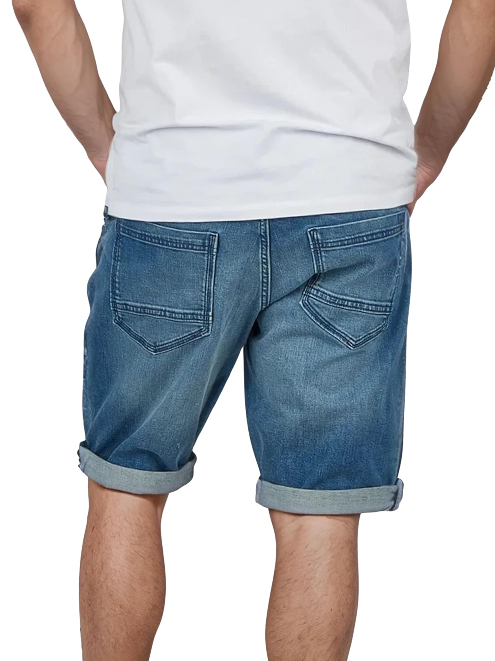 TOM TAILOR Dżinsy męskie, rozciągliwe, krótkie, regularne, slim fit, Josh, krótkie spodnie, bermudy, szorty letnie, denim, jednokolorowe, niebieskie, czarne, 30 31 32 33 34 36 38 40 42