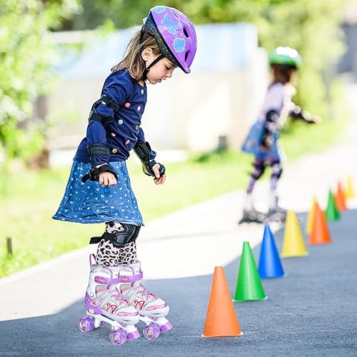 Miniatura 9 de Patines de ruedas para niños, Shine Skates de 4 tamaños ajustables con ruedas iluminadas para niñas, adolescentes, patines al aire libre para
