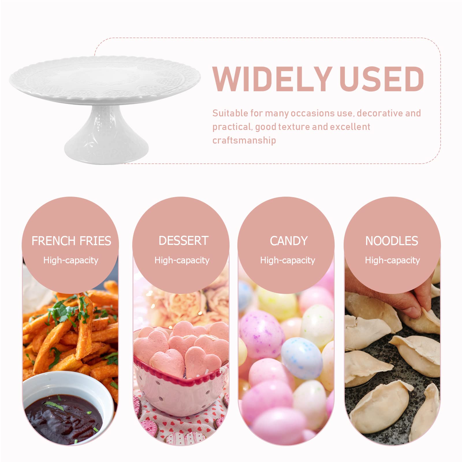 Zerodeko Alzata per Torta in Ceramica Bianca, Design Semplice e Creativo | Servizio Pratico per Banchetti e Feste, Piatto da Portata per Dolci e Snack, Stile Essenziale