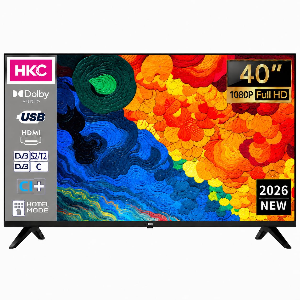 HKC H40Q1F-NS Téléviseur 40 Pouces Full HD LED TV Triple Tuner Dolby Audio HDMI