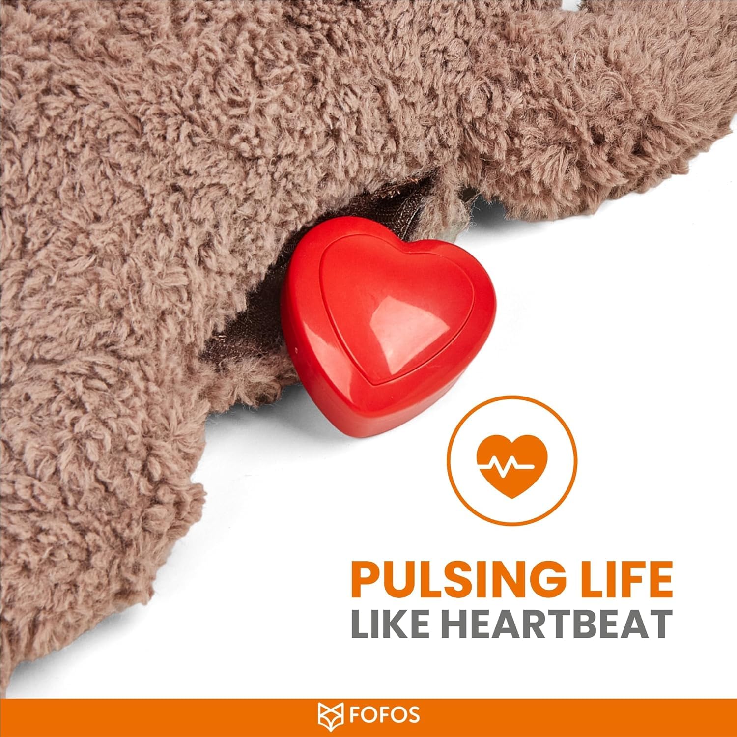 FOFOS Juguete de Latido del corazón para Cachorros: Juguete de Latido del corazón para aliviar la ansiedad por separación, Latido del corazón de Cachorro, Animal de Peluche, calmante para la ansiedad
