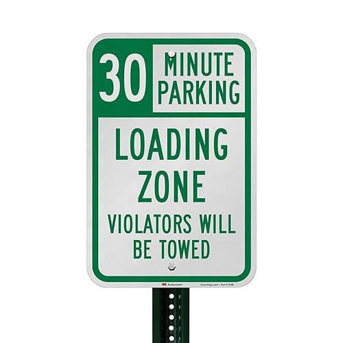 Miniatura 3 de SmartSign Letrero "30 Minute Parking - Loading Zone, Violators Towed"  Aluminio reflectante de grado de ingeniero 3M de 12 x 18 pulgadas