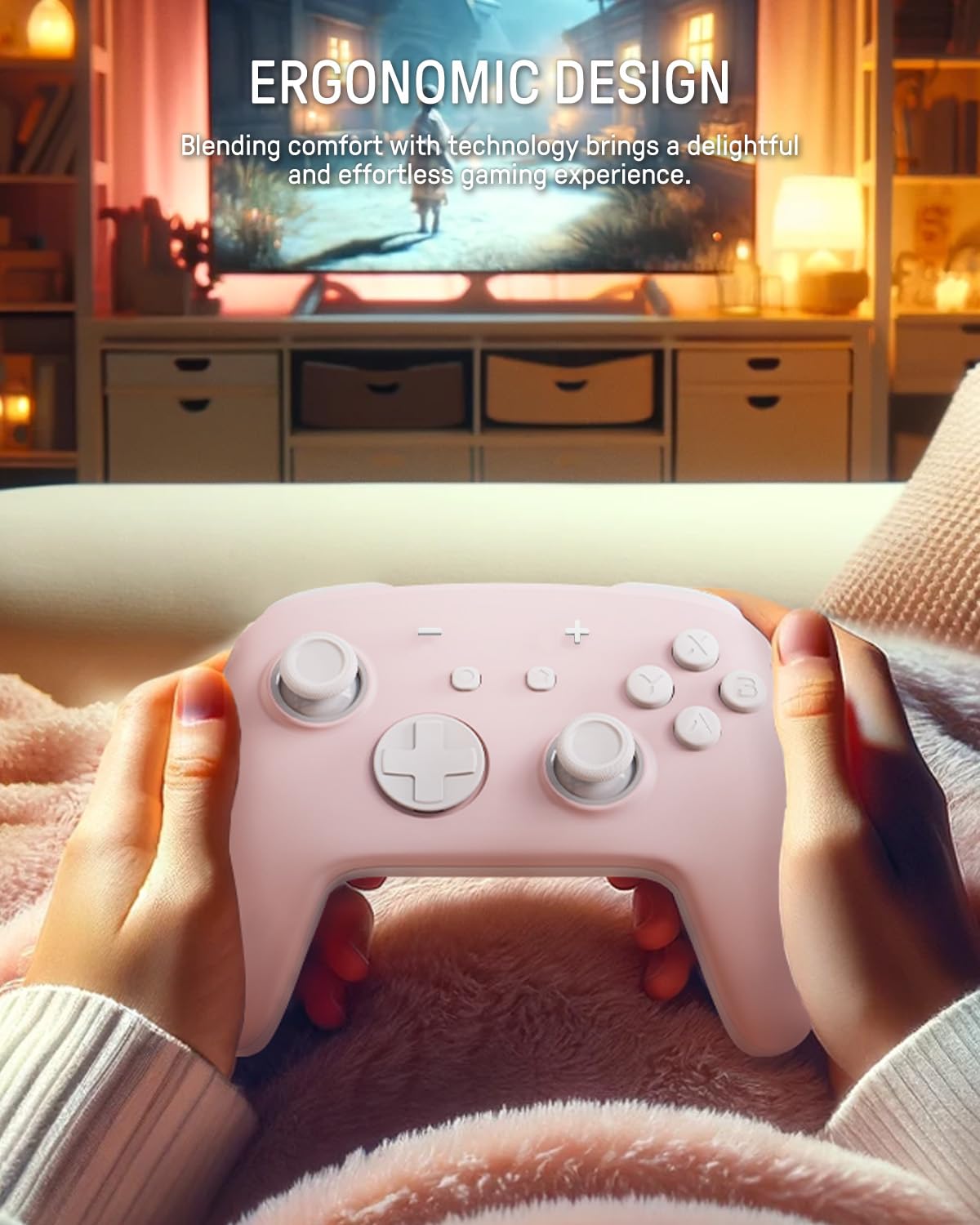 Person holding the controller comfortably, demonstrating ergonomic design