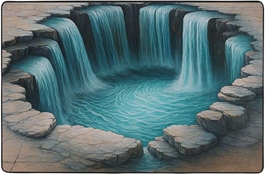 Amazon.com: 3D Waterfall Illusion Art Area Rug Washable Outdoor Rugs ...