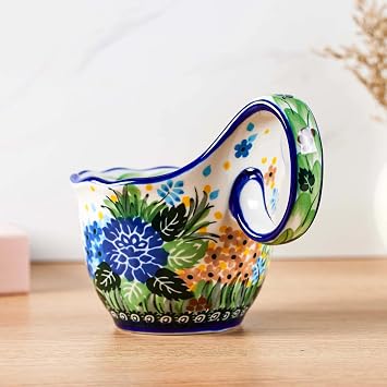 Ceramic Soup Cup and Soup Bowl With Handles - 18 Ounce With Spoon,Handpainted Decorative Oversized Porcelain Bowl,for soup, Ice Cream, Stew, Snacks,Microwave and Dishwasher Safe (Green)