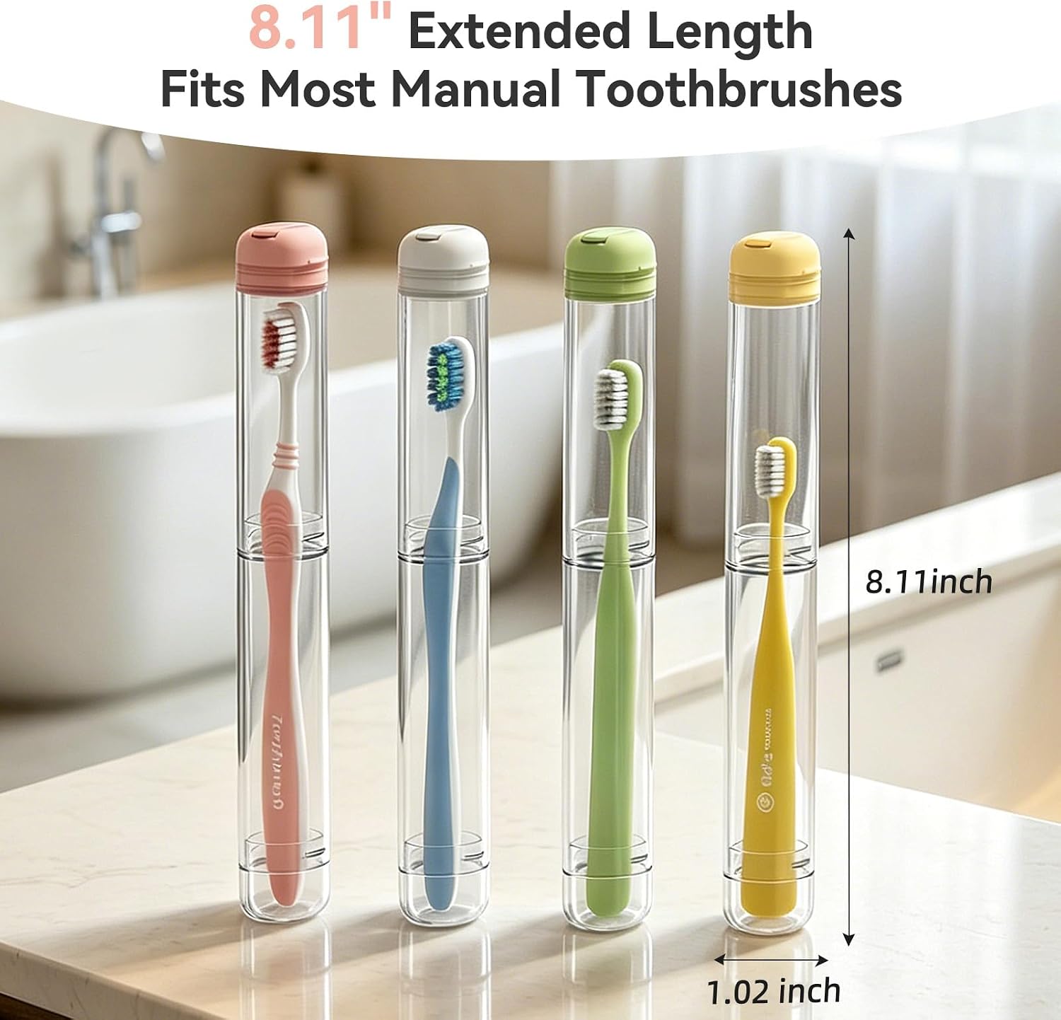 MOPMS Toothbrush Travel Case 3PK, Leak-proof Clear Holder | Durable crystal clear toothbrush case with leak-proof design. Keeps brushes clean for travel, camping and home use