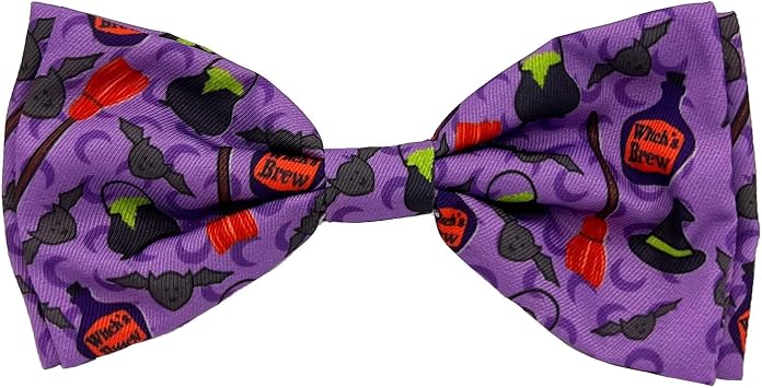 Huxley & Kent Pet Bow Tie for Dogs & Cats - Halloween Adjustable Hook & Loop Collar Accessory - Cute & Comfortable for Holidays & Celebrations - Witchs Brew, Small