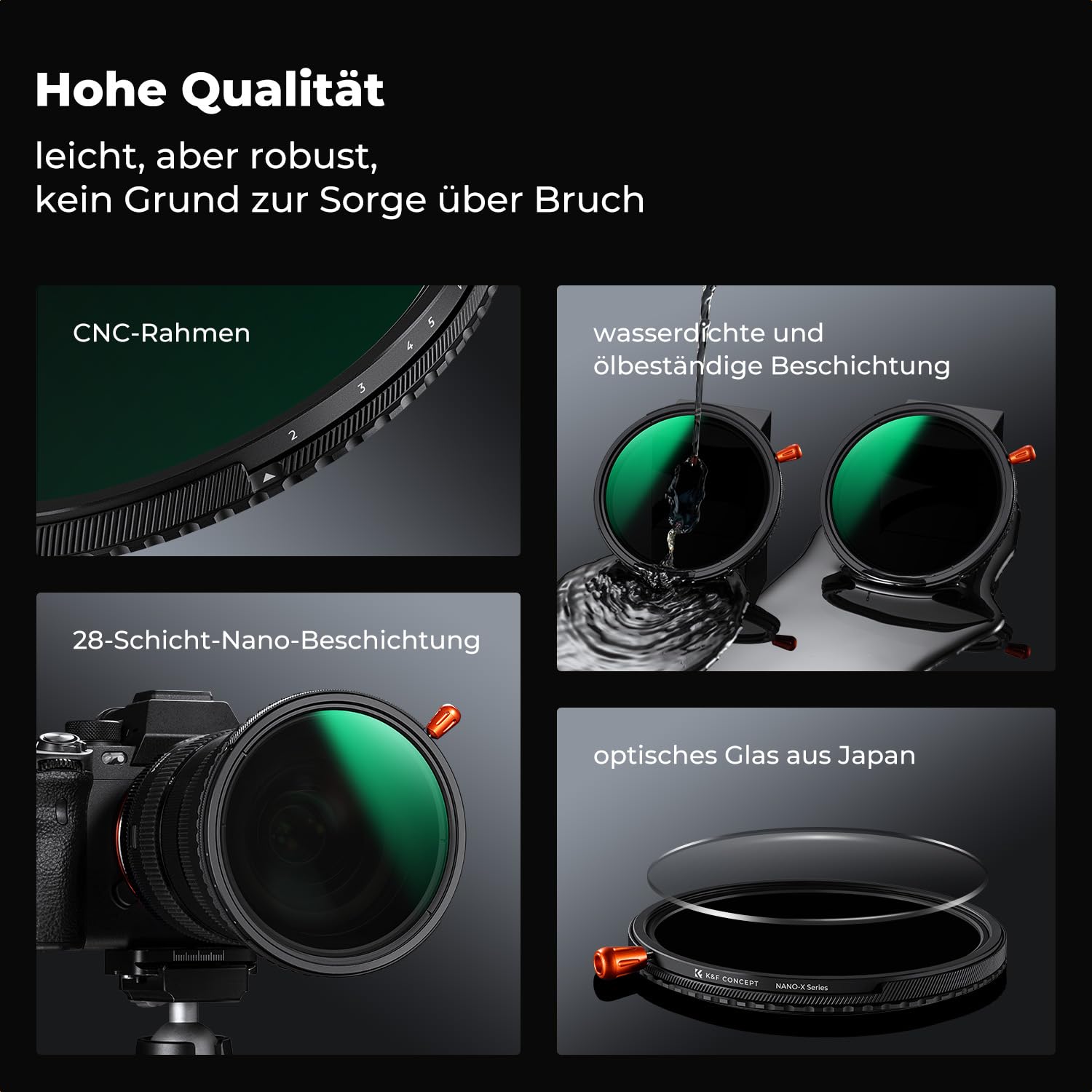 K&F CONCEPT 82mm Variabler ND2-32 (1-5 Blendenstufen)&Polfilter(CPL Filter)& Black Mist 1/4 Filter, 3 IN 1 Multi-Funktionen HD Bild mit Multi Beschichtungen für Videos & Porträts（Nano Xcel）