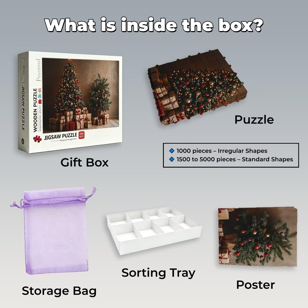 Puzzle 5000 Pezzi Natale, Puzzle Albero, Puzzles in Legno, 156x105cm -1534