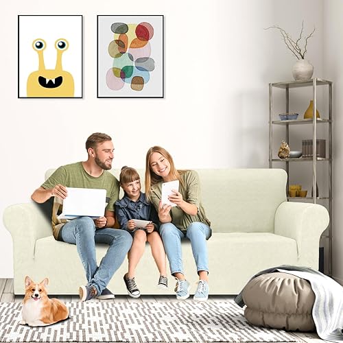 Miniatura 237 de MAXIJIN Funda súper elástica para sofá de 3 cojines, funda universal de 1 pieza para sofá de sala de estar, protector de muebles de elastano, apto