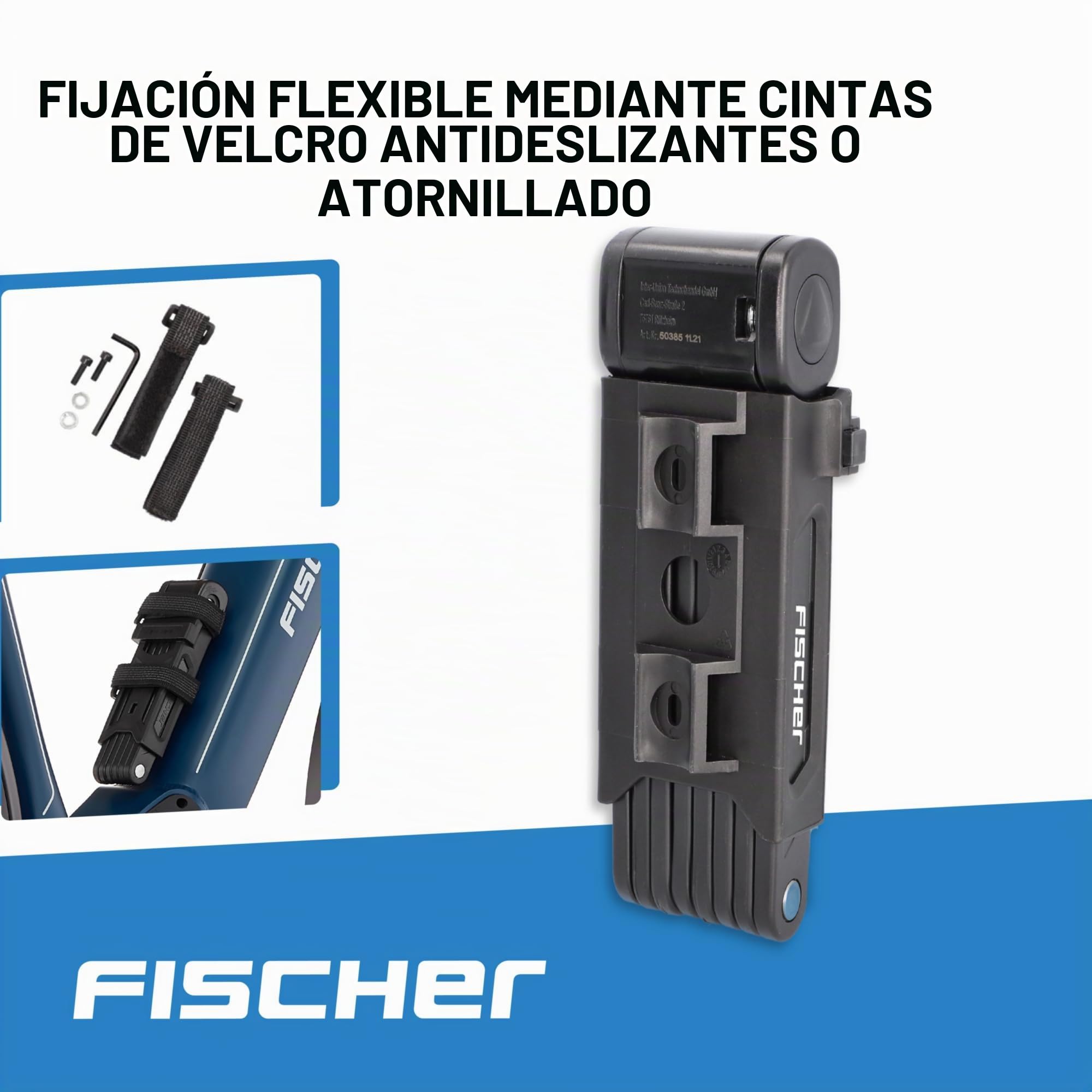 Fischer - Candado plegable (incluye soporte y 2 llaves de seguridad)