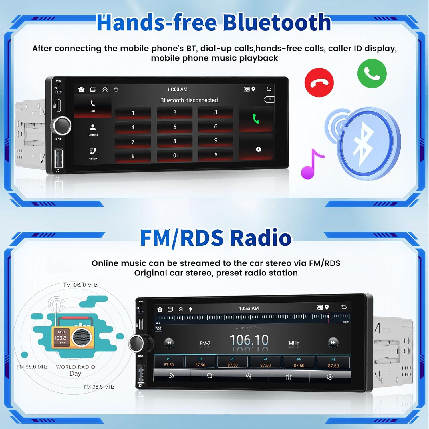 Hands-free Bluetooth Function on Roinvou Car Stereo