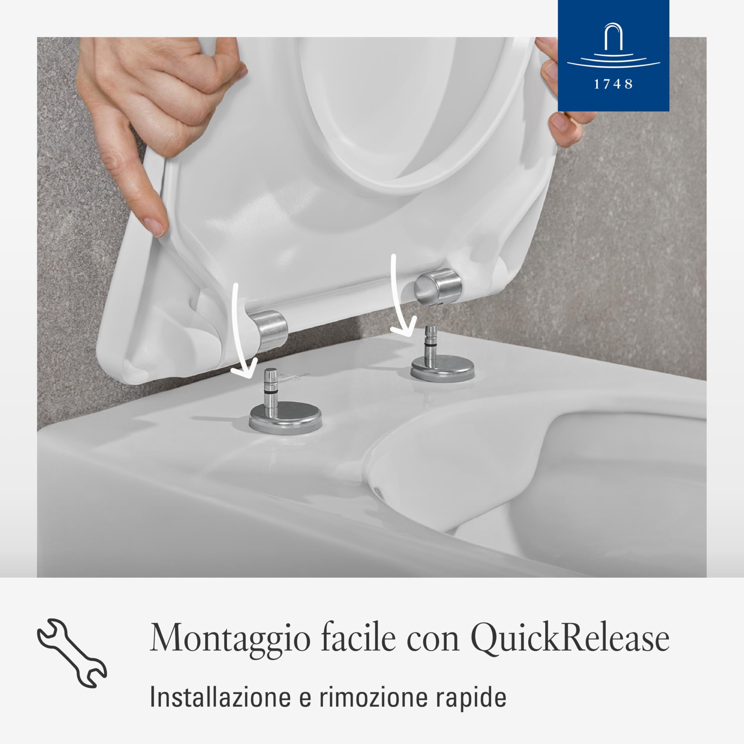 Villeroy & Boch Subway 2.0 copriwater - tavoletta wc bianca con QuickRelease - copriwater removibile - sedile per wc in Duroplast - coperchio per water extra largo, forma a D - ricambio originale