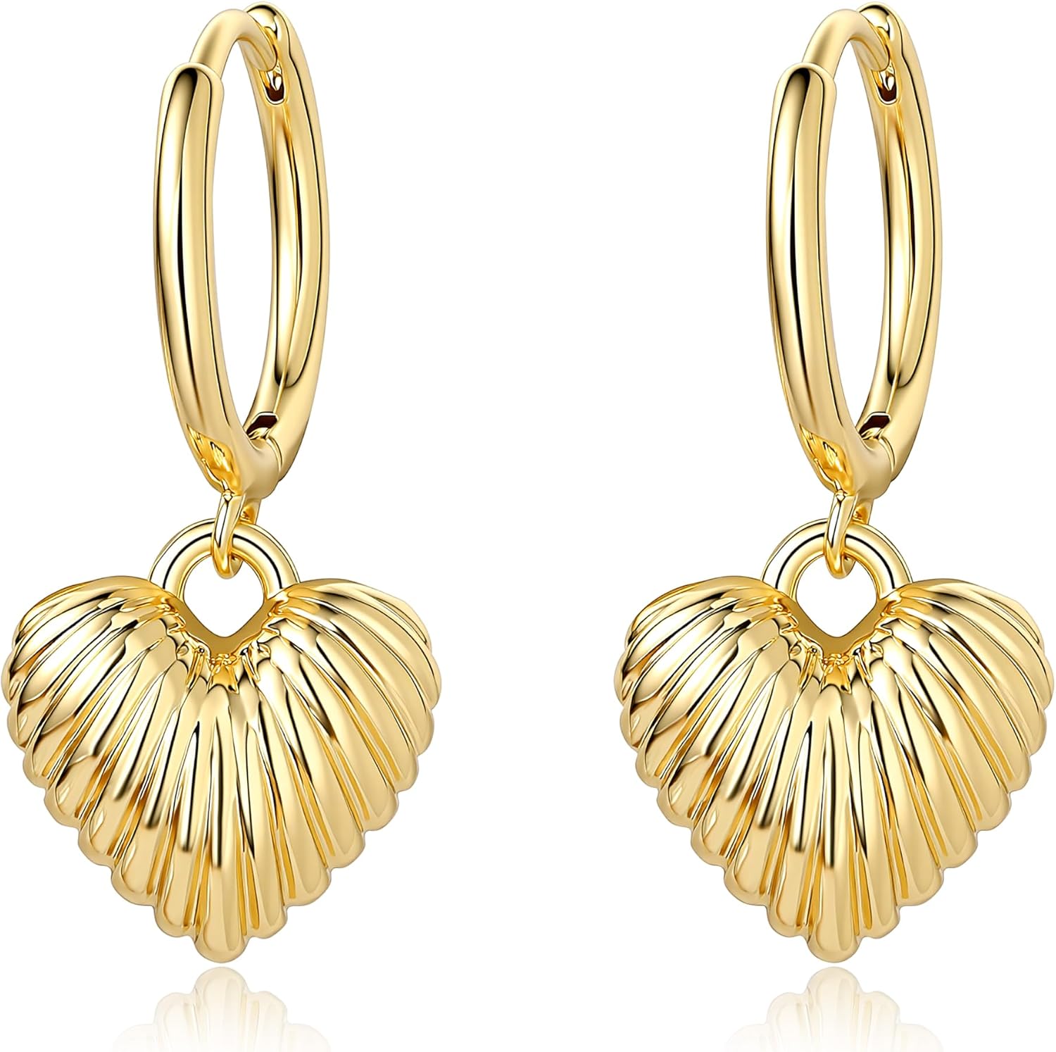 Sylph 18K Gold Plated Heart Earrings for Women, Valentines Day Huggie Earring Drop, Small Love Heart-Shaped Jewelry