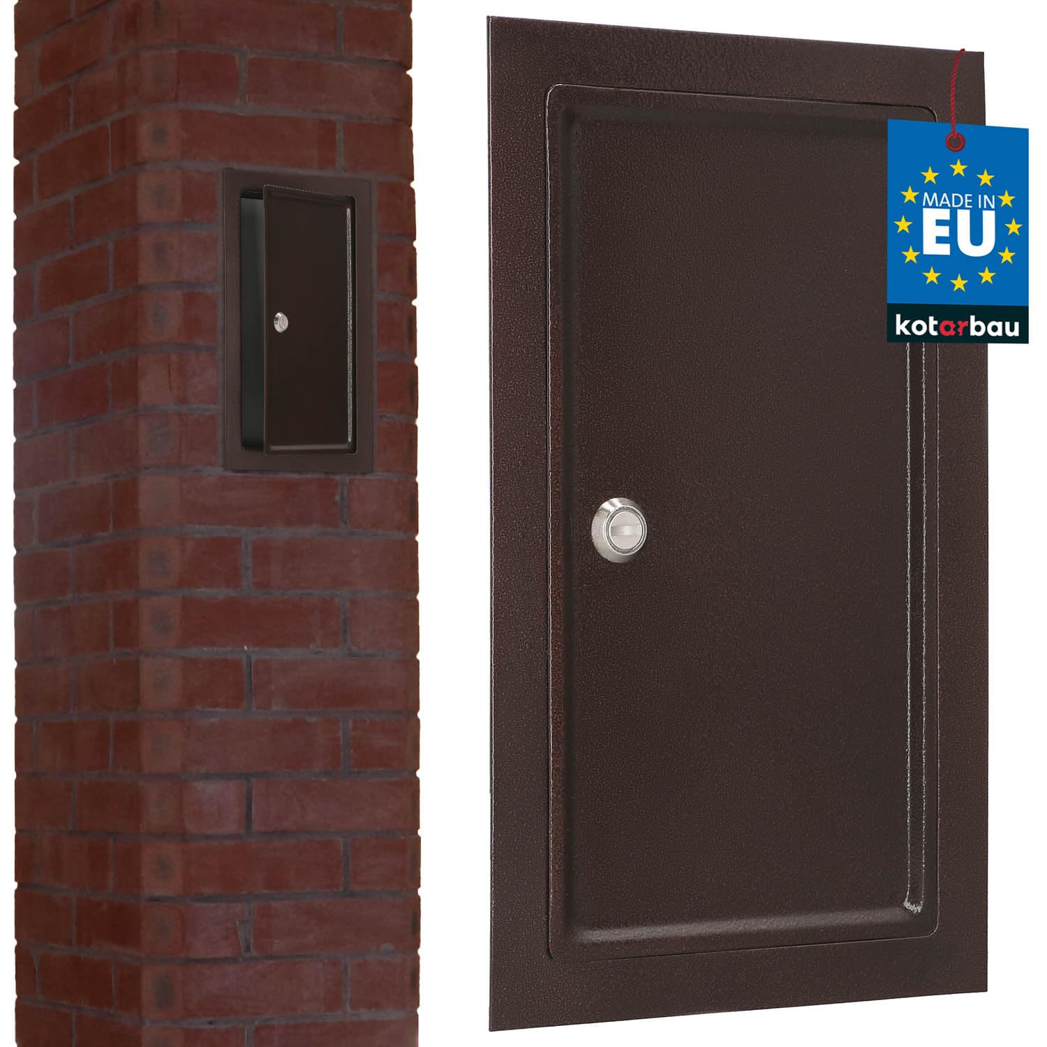KOTARBAU® Puerta de chimenea de cobre antiguo con escudo térmico para abrir con destornillador o moneda, marrón, 155 x 290 mm