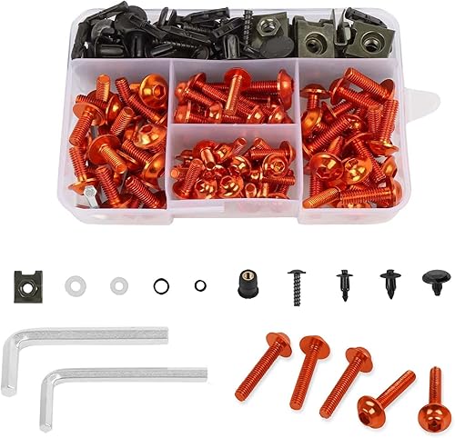 Miniatura 8 de Kit de pernos de carenado de motocicleta, color azul M5 M6, tornillos de aluminio, kit surtido de ojales de plástico, tuercas y arandelas, clips