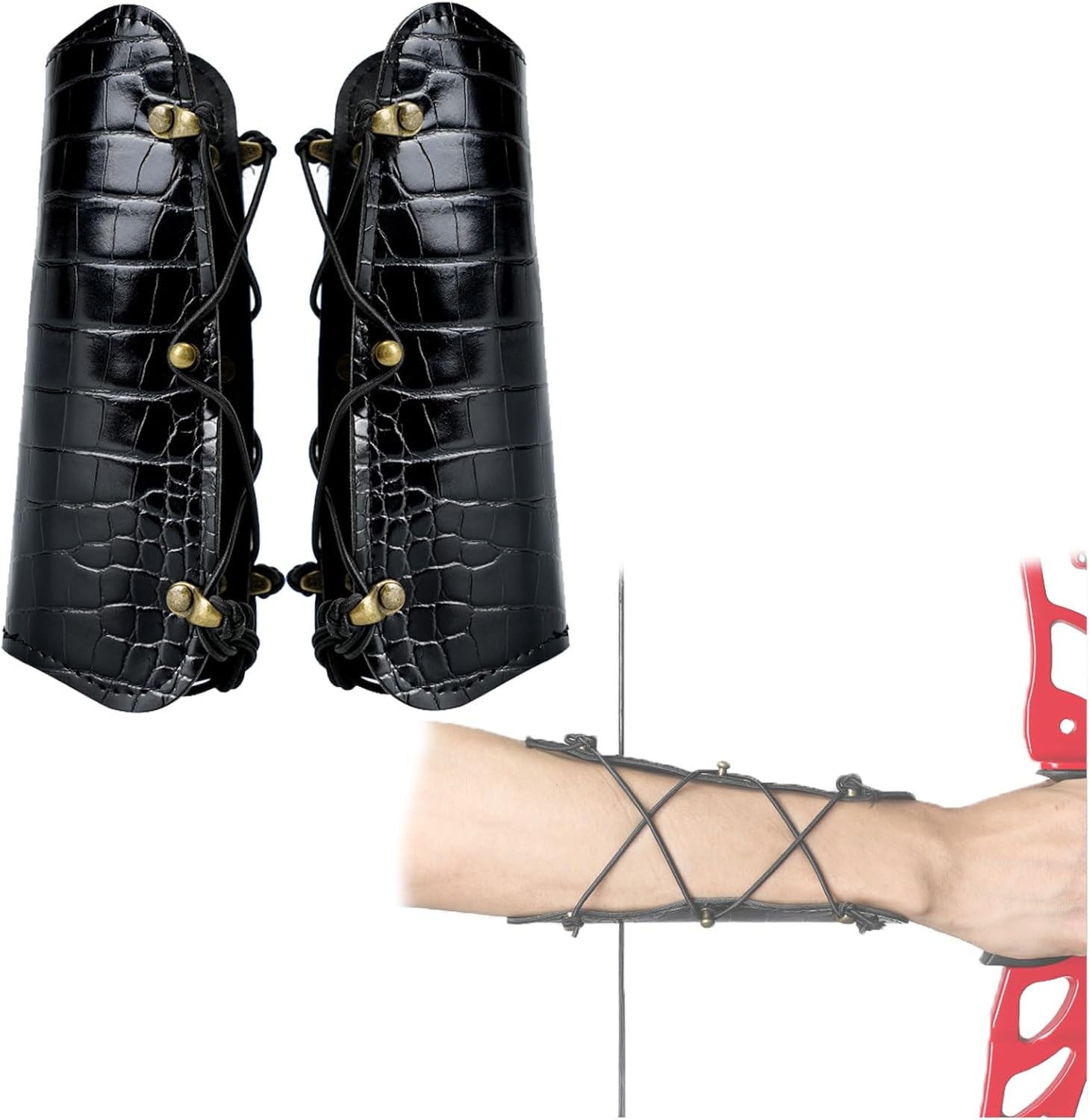 Artisan Made Leather Bow Arm Guards Hunting Shooting Gloves Adjustable for Outdoor Sports Arm Protector Wristband Gauntlet Unisex Classical Bracer