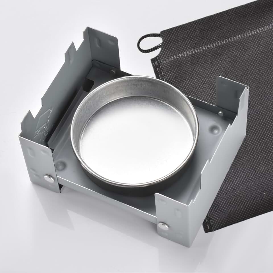 Fogão de acampamento pequeno dobrável e vidro com álcool de 50 ml, fogão portátil, fogão a álcool, adequado para acampamento ao ar livre