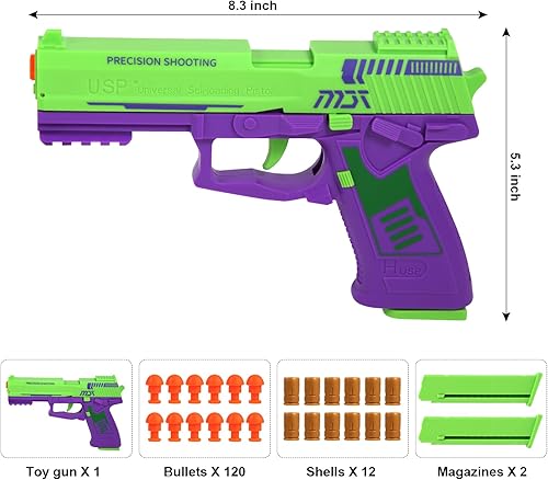 Miniatura 2 de SYAMZZMS Pistola de juguete en U Vacía Shell Expulsor Divertido Juguete Suave Bullet Nerf Pistola de recarga totalmente automática Regalos ideales