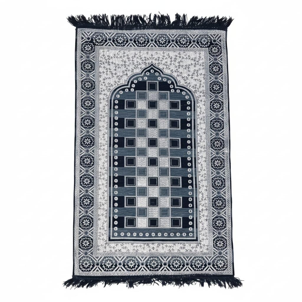 Prayer Mat for Men and Women Soft Lightweight Namaz Rug with Anti Slip Base Washable Foldable Prayer Carpet for Home Mosque Travel (Grey)-image-24