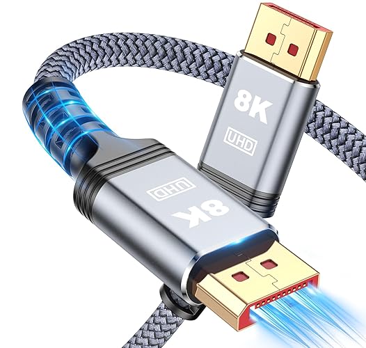 iYavvort DisplayPort Cable 1.4, [VESA Certified] 8K 4K DP Cable 9.8ft, Display Port Cable [8K@60Hz, 4K@144Hz, 2K@240Hz, 32.4Gbps], High Refresh Rate for Gaming Monitor, HBR3, HDR (9.8 Feet)