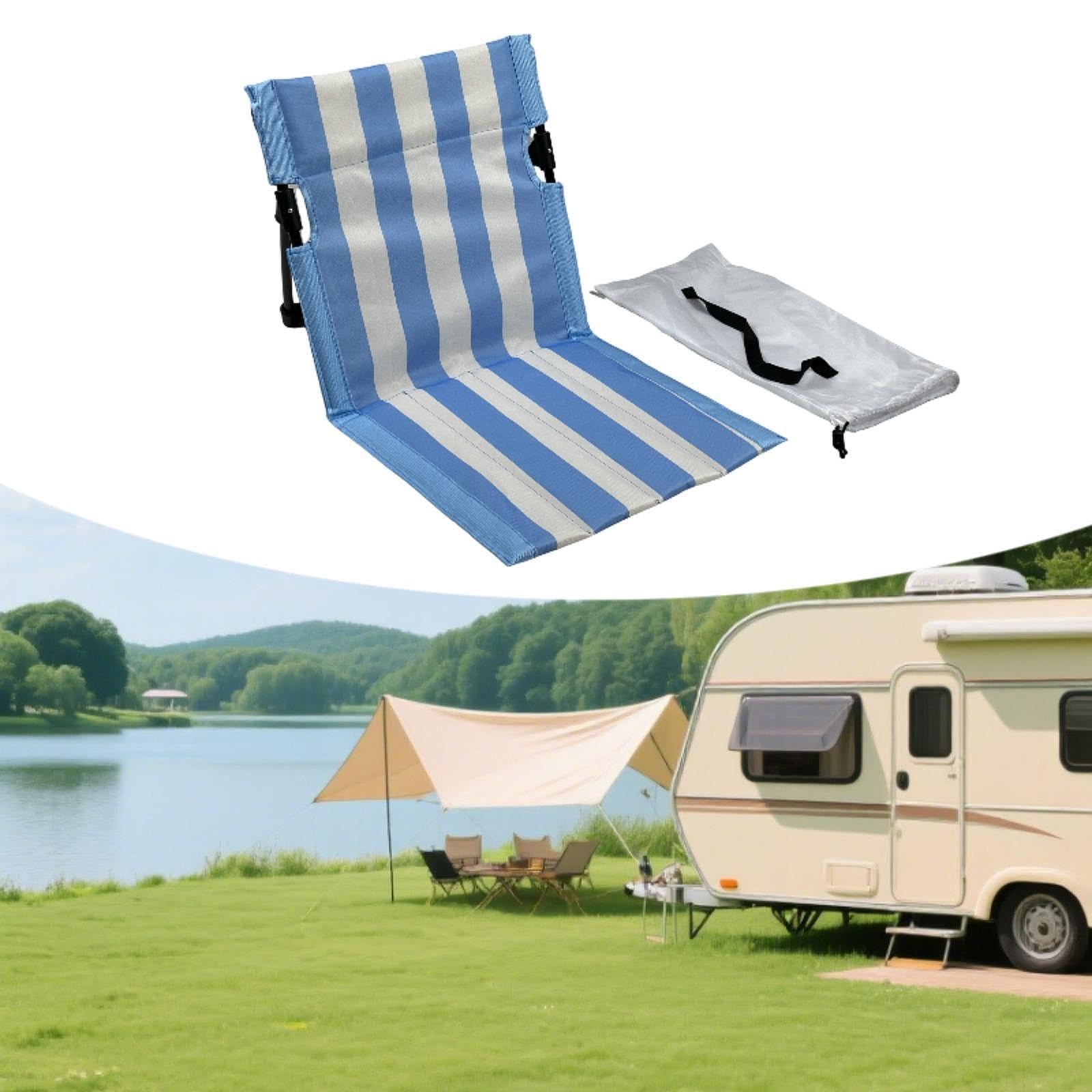 Campingstuhl mit Rückenlehne, Tragbarer, Faltbarer Campingstuhl, Robuster Strandstuhl, Bodenstuhl für Trekking, Garten Und Outdoor