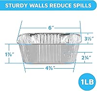 Vista 2 de MontoPack Sartenes de aluminio mini desechables para pan Sartenes de media talla profundas de 6 x 3.5” de papel de aluminio extra grueso