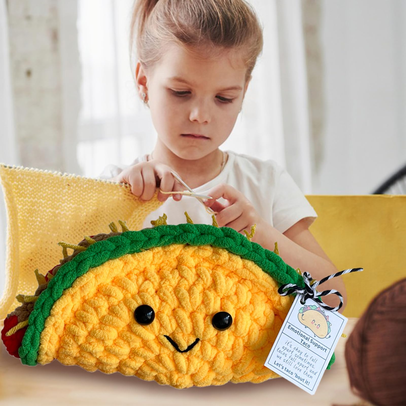Mini taco all'uncinetto positivo supporto emotivo ispiratore di Natale piccoli regali per le donne di compleanno nuovi regali fatti a mano in maglia
