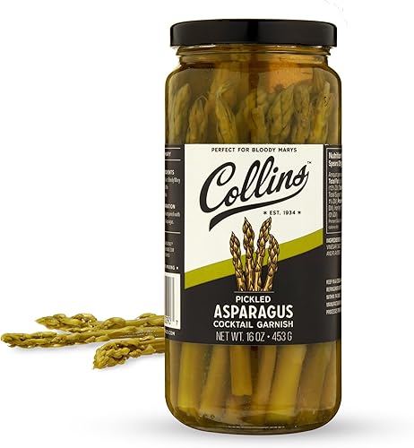 Collins Espárragos gourmet en escabeche  Guarnición premium para cócteles, Bloody Mary, ensaladas, bandejas de carne y queso  Lanzas de espárragos