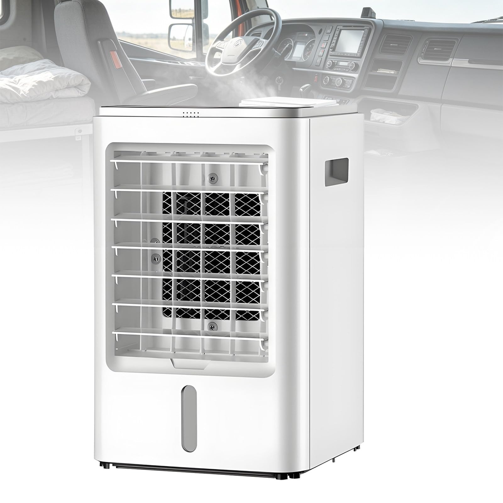 LwiftGal Portable Mini RV Air Conditioner, 4-In-1 Air Conditioner, Humidifier, Ventilator & Air Purifier with Remote Control, 3 Wind Speeds & Timers for Car, Truck 24V