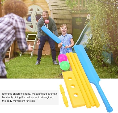 Miniatura 4 de VGEBY Juego de cricket para niños, juego de cricket duradero para niños, juego de bate y pelota de críquet de ABS para la playa, kit de soporte de