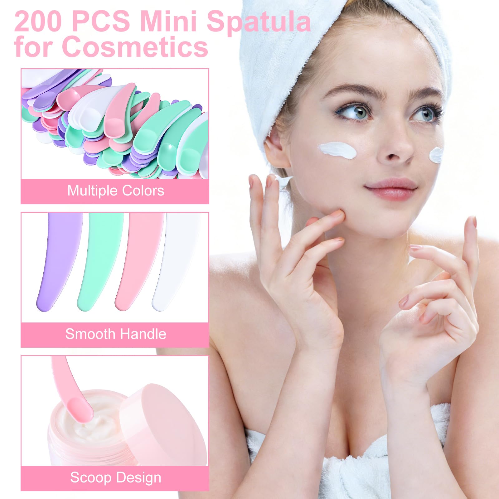 200 sztuk mini szpatułek kosmetycznych, kremowa patułka, szpatułka kosmetyczna, wielokolorowa szpatułka, maska do usuwania resztek kremu do twarzy