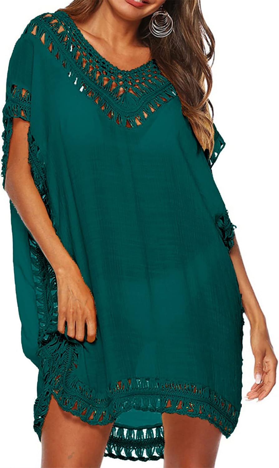 Womens Swimsuit Cover Ups Crochet Chiffon Beach Cover Dress Bikini Coverups image 4