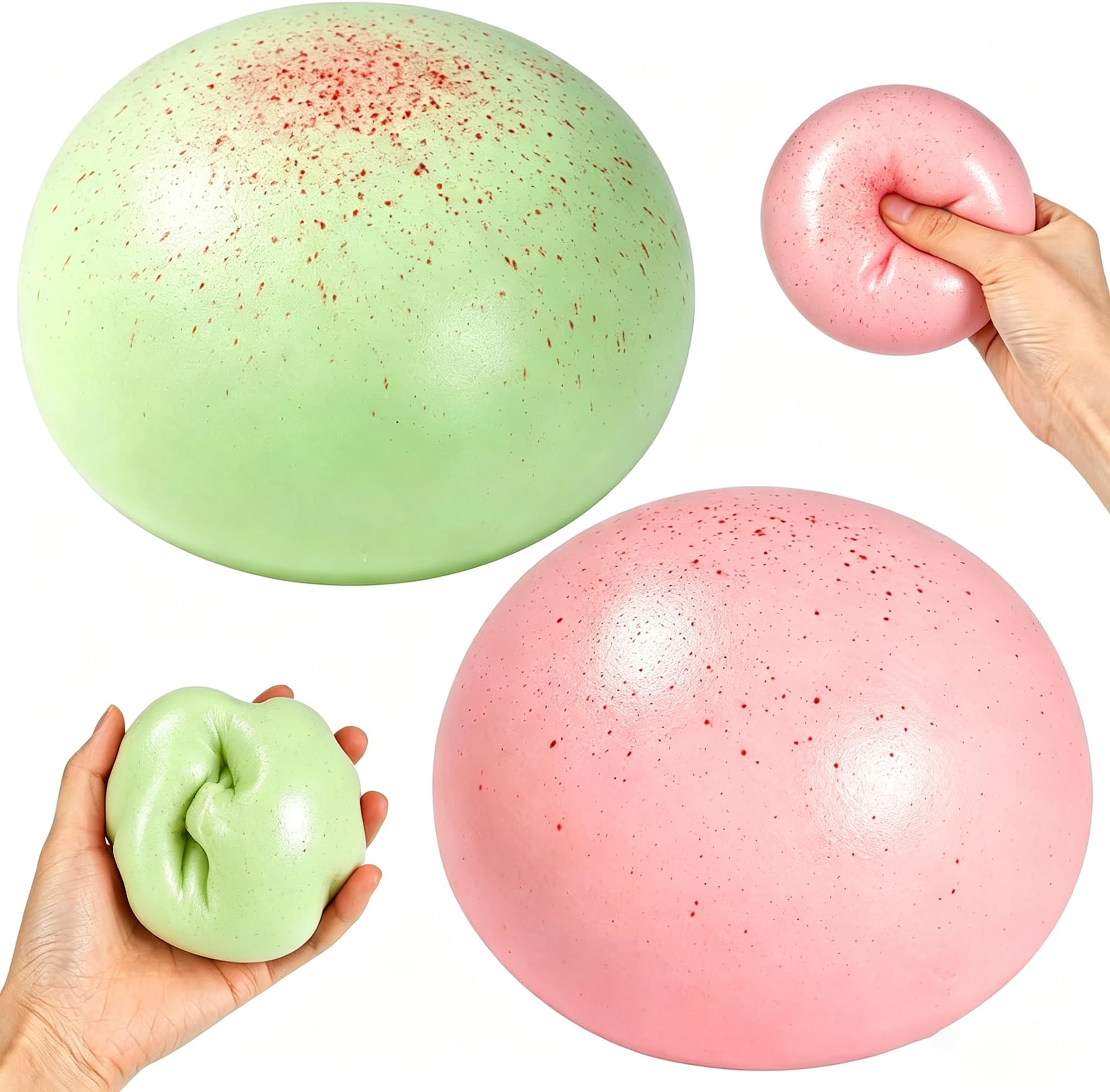 2 PCS Bread Squishy , Squishy Bread for Stress Relief, Soft Round Squishys in Green and Pink, 10 cm Squishys Suitable For Relieving Stress And As A Gift To Give