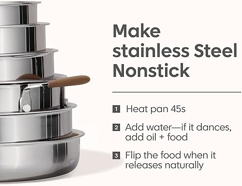 Miniatura 4 de CAROTE Juego de utensilios de cocina de acero inoxidable de 19 piezas con mango desmontable, juego de ollas y sartenes, juegos de cocina de