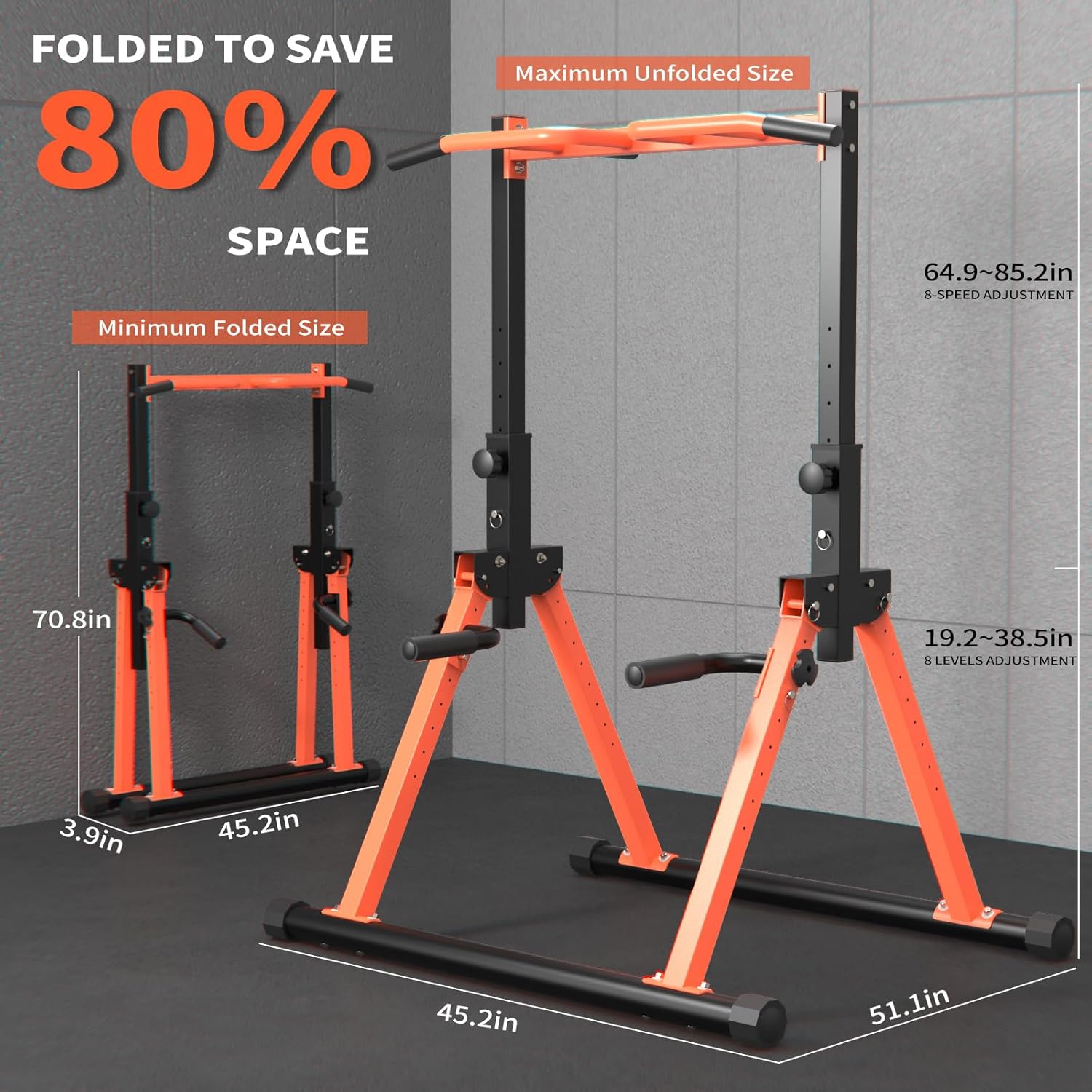 Z ZHICHI Pull Up Dip Station For Home Gym Strength Training Fitness Workout Station Chin-Ups Push-Ups Pull-Ups Dip-Ups 330LBS T055CDC