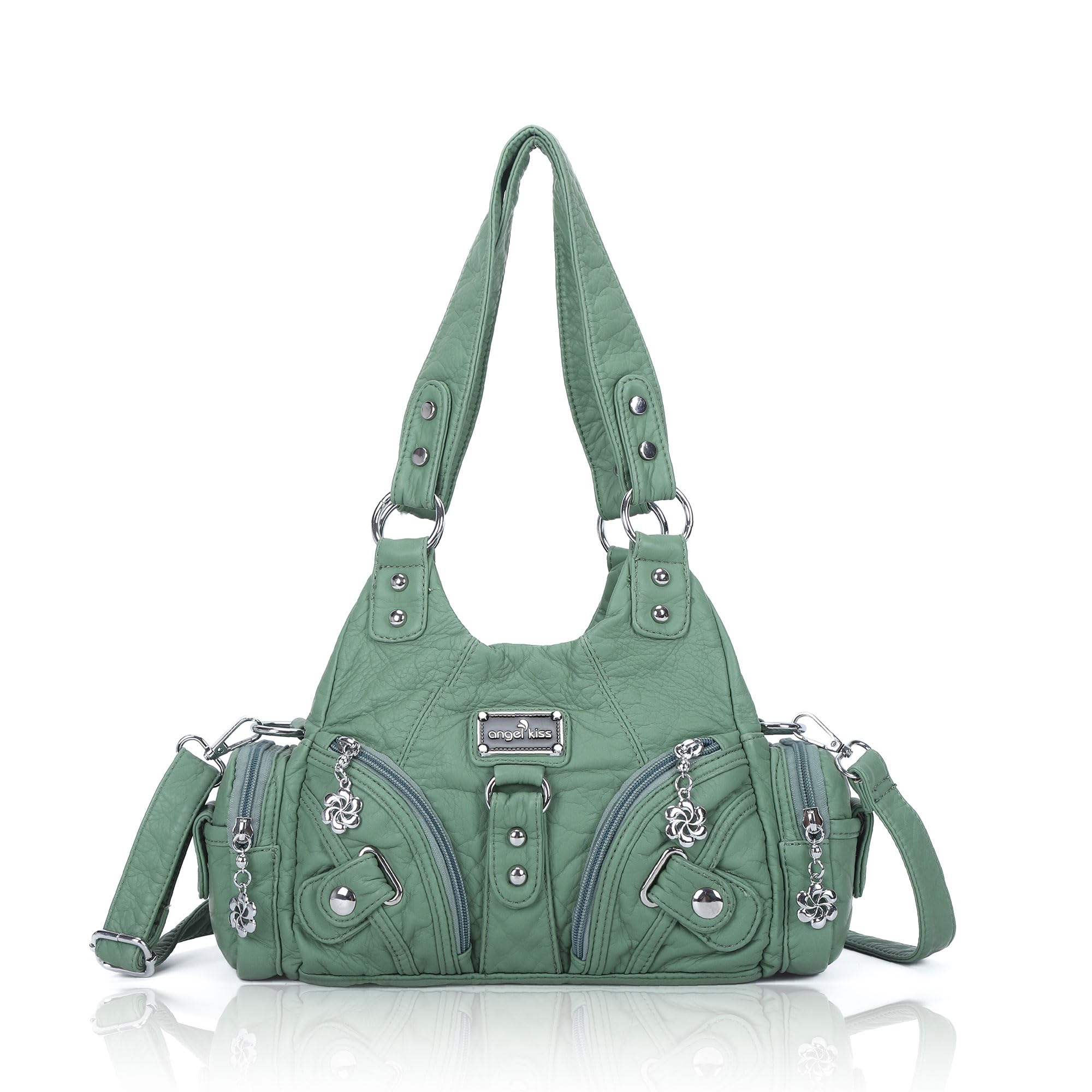 Angel Kiss Damen Umhängetasche Aus Leder - Kleine Hobo Bag Mit Verstellbarem Gurt, Mehrere Fächer, Elegant & Praktisch