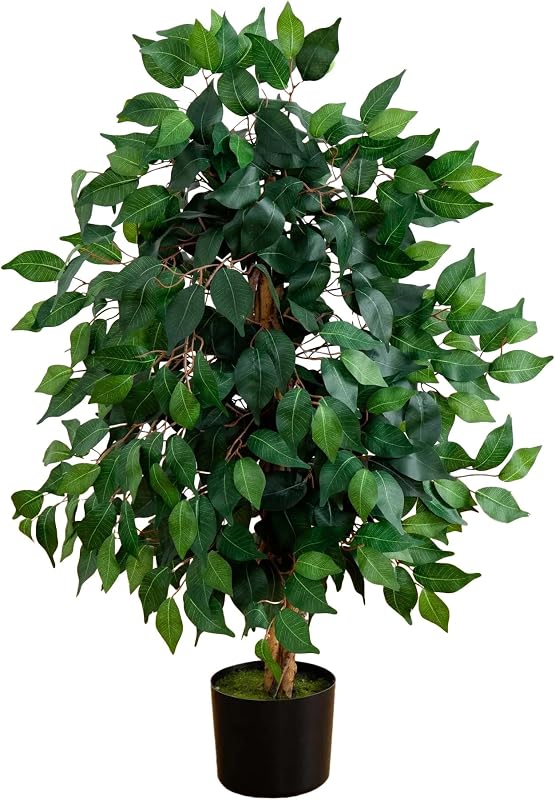 Nearly Natural 3' Ficus Silk Artificial Trees, 36in, Green