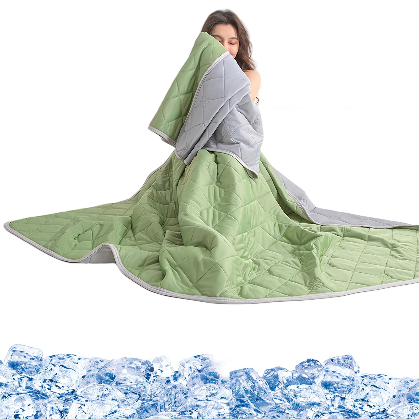 Cooling Throw Blanket for Hot Sleeper, Summer Cooling Blanket, 1 Count Soft Breathable Lightweight Blankets, Hot Flashes Night Sweats (light green,70 * 100 cm/27.56×39.37 in)