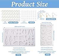 Vista 6 de KISSITTY Juego de 2 moldes de silicona con colgante de hoja, con anillos de salto, ganchos para aretes, forma geométrica, forma geométrica, moldes