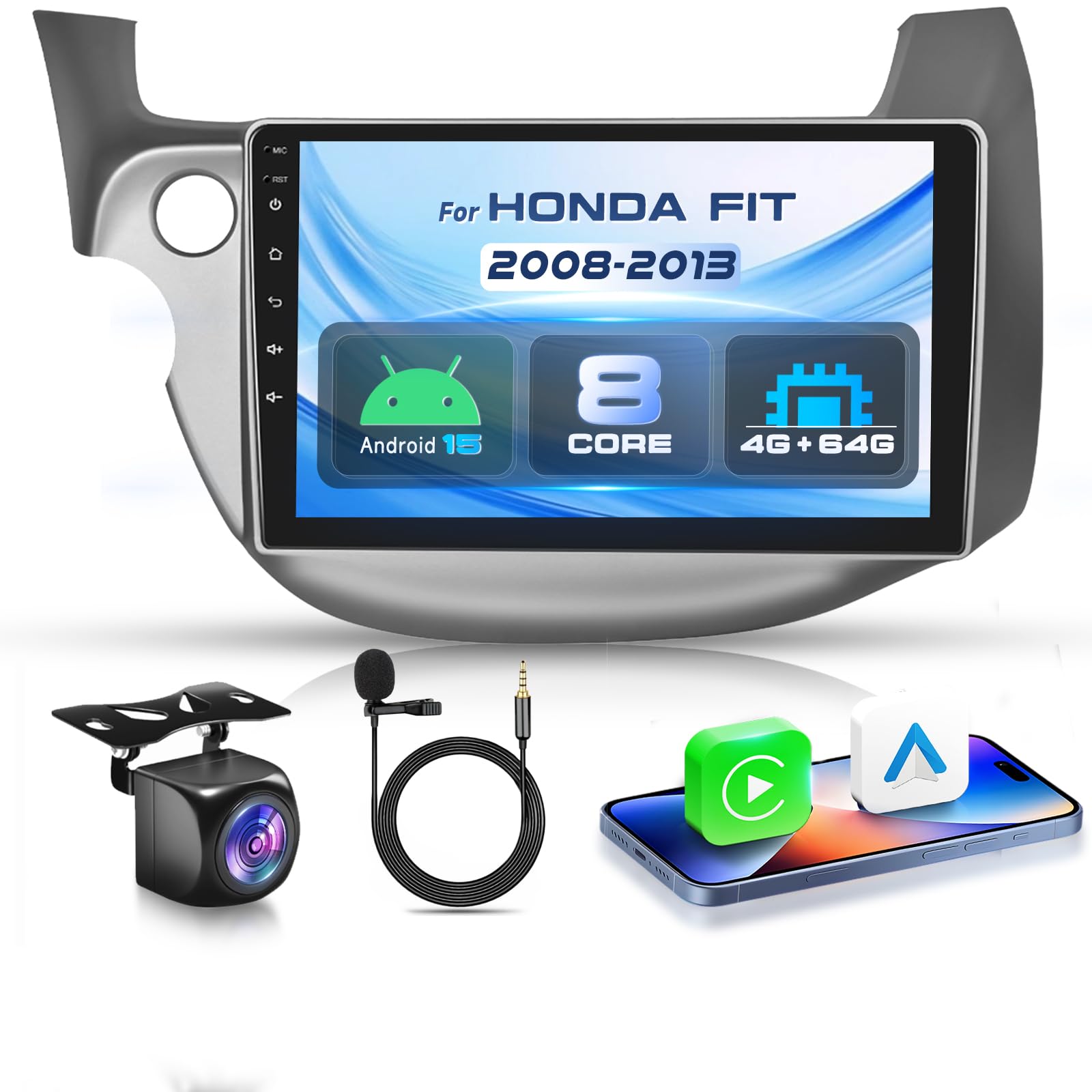 8 CORE Upgrade Android 15 Car Radio for Honda Fit 2008-2013 with Wireless Carplay Android Auto 4+64G, 10.1" HD Touchscreen Stereo with GPS, Bluetooth, WiFi, DSP, SWC, Backup Camera-image-48