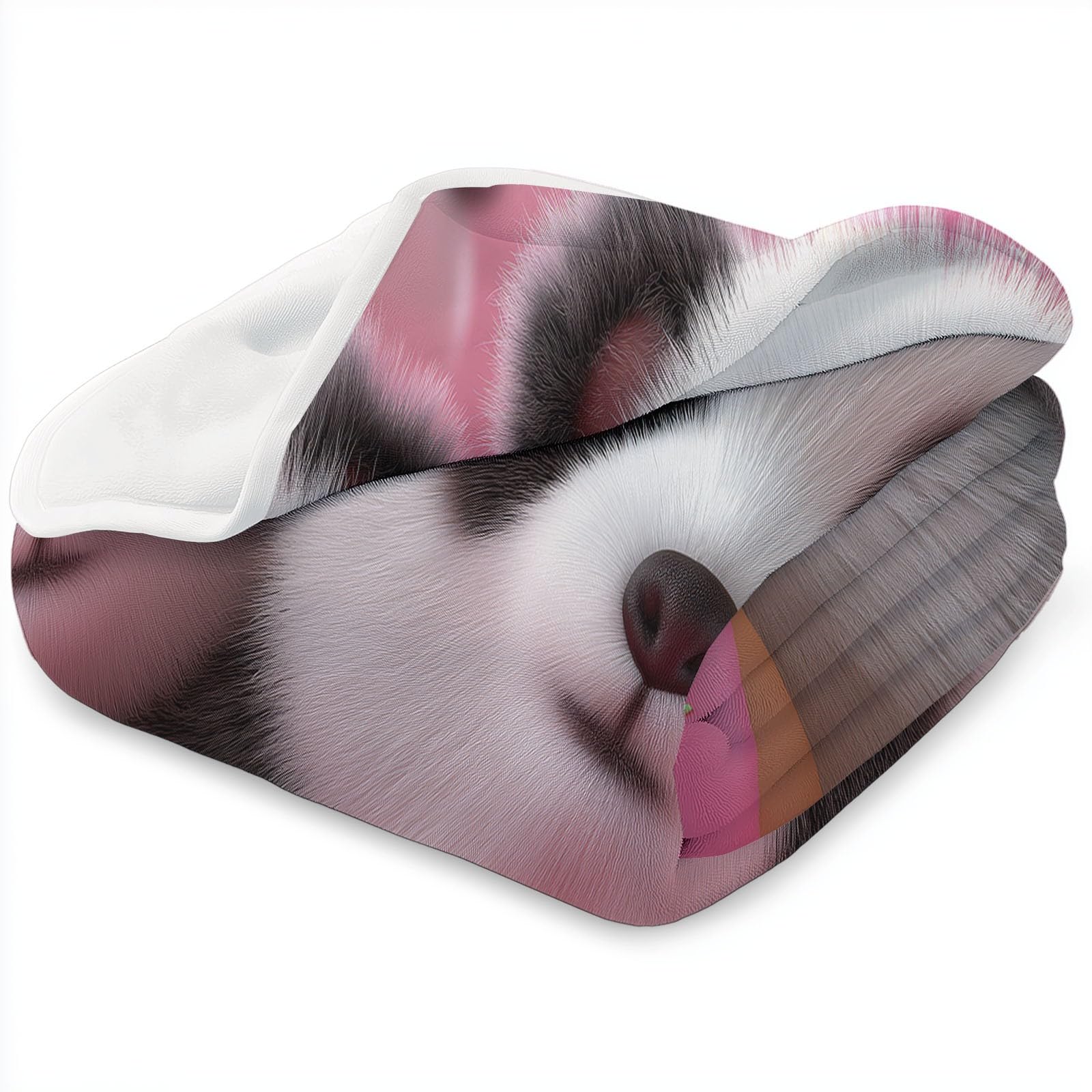 Różowy puszysty i puszysty koc 200 x 200 cm, ciepły koc flanelowy z kreskówek śliczna panda i miękka zima dla dorosłych dzieci - na łóżko kanapę i podróż