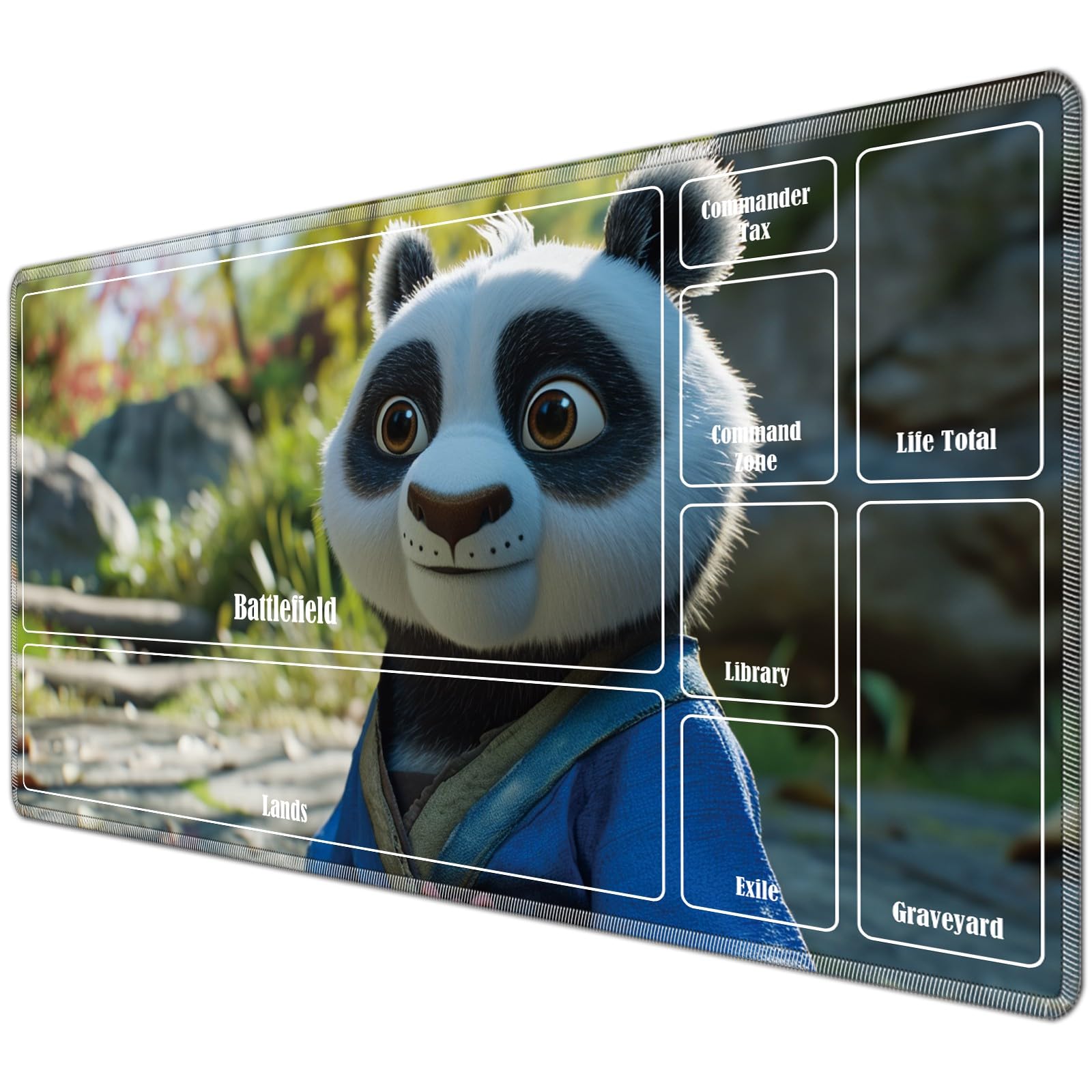 JANENFNA TCG Playmat with Card Zones 24 x 14 inches Mousepad Compatible for MTG Trading Card Game Play Mats Smooth Rubber Surface Magic The Gathering Play Mat, Cartoon Panda โ image 1